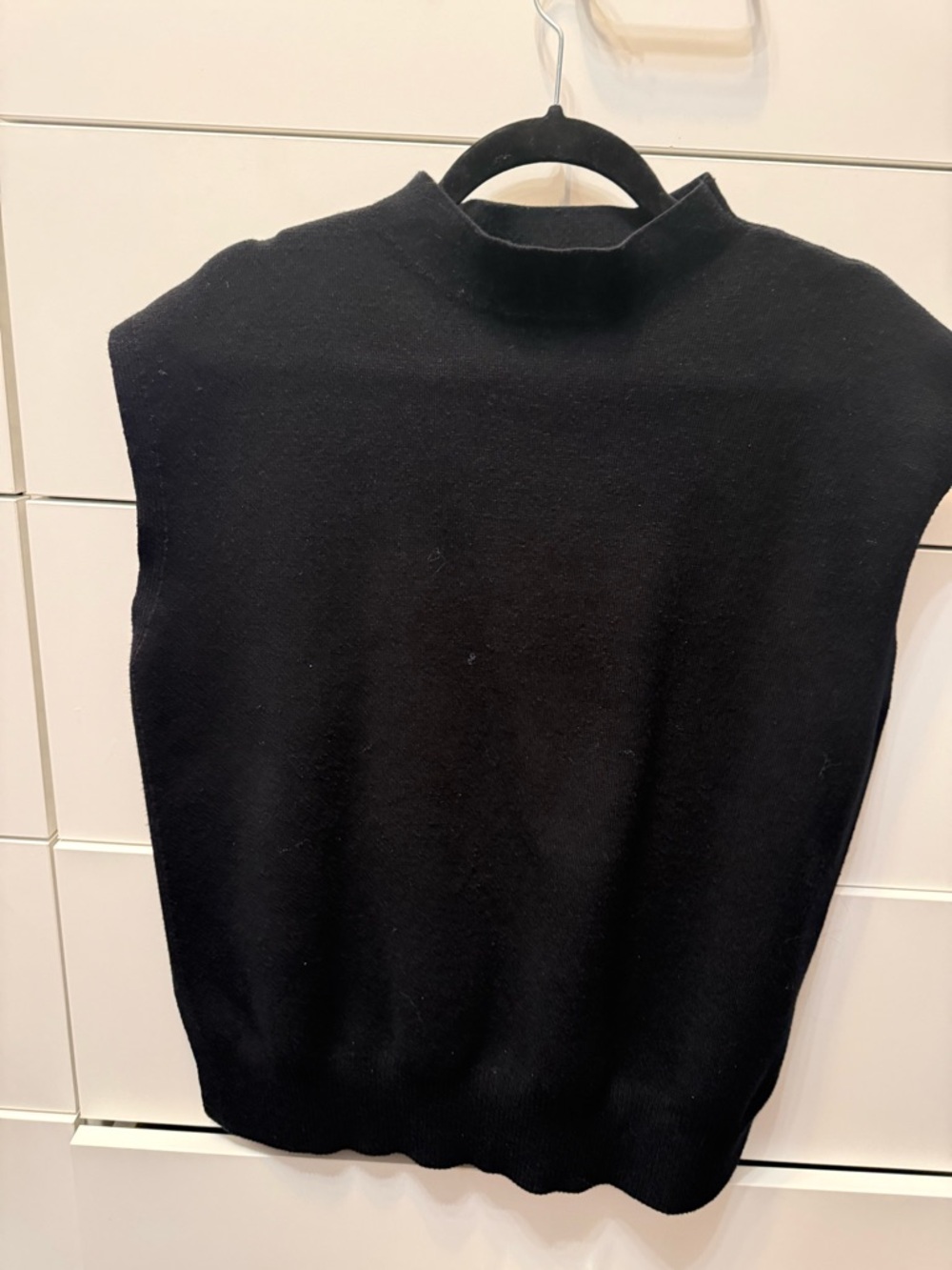 Black Sleeveless Mock Neck Women's Top tunic